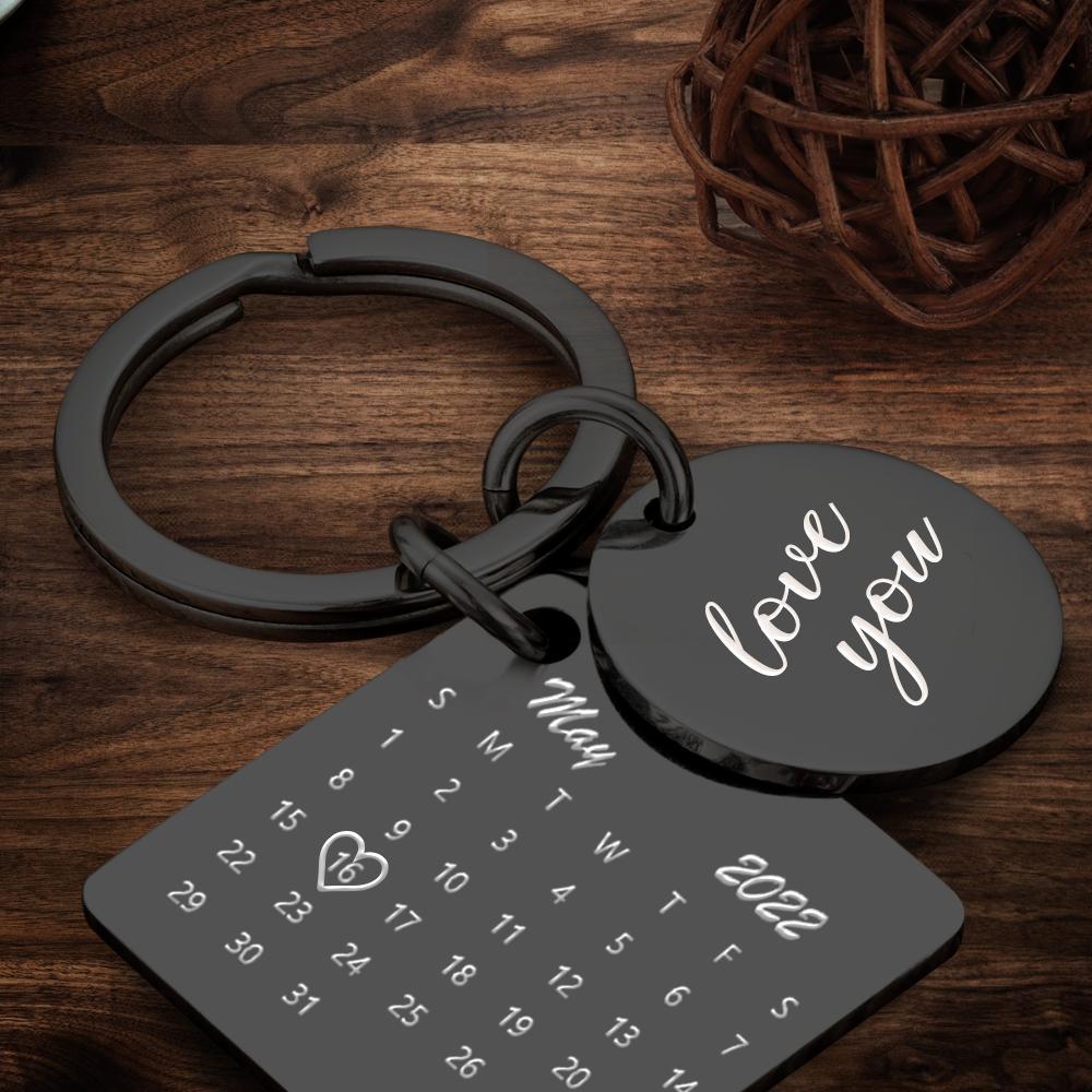 Personalised Calendar Keychain Date Keychain Anniversary Gifts - Rose Gold - mycustomtirecover