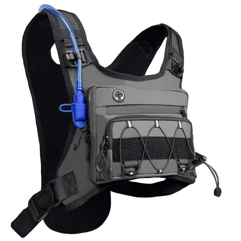 Running Vest for Men with 2L Water Bladder Tactical Hydration Backpack Adjustable Lightweight Chest Pack for Marathon Hunting Cycling - mysiliconefoodbag