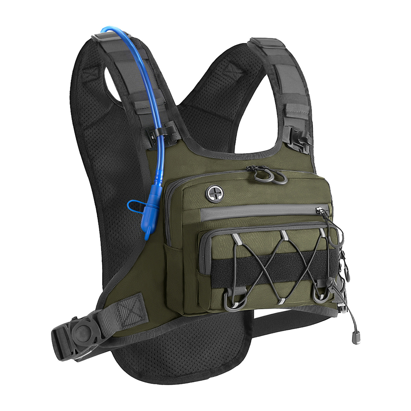 Running Vest for Men with 2L Water Bladder Tactical Hydration Backpack Adjustable Lightweight Chest Pack for Marathon Hunting Cycling - mysiliconefoodbag
