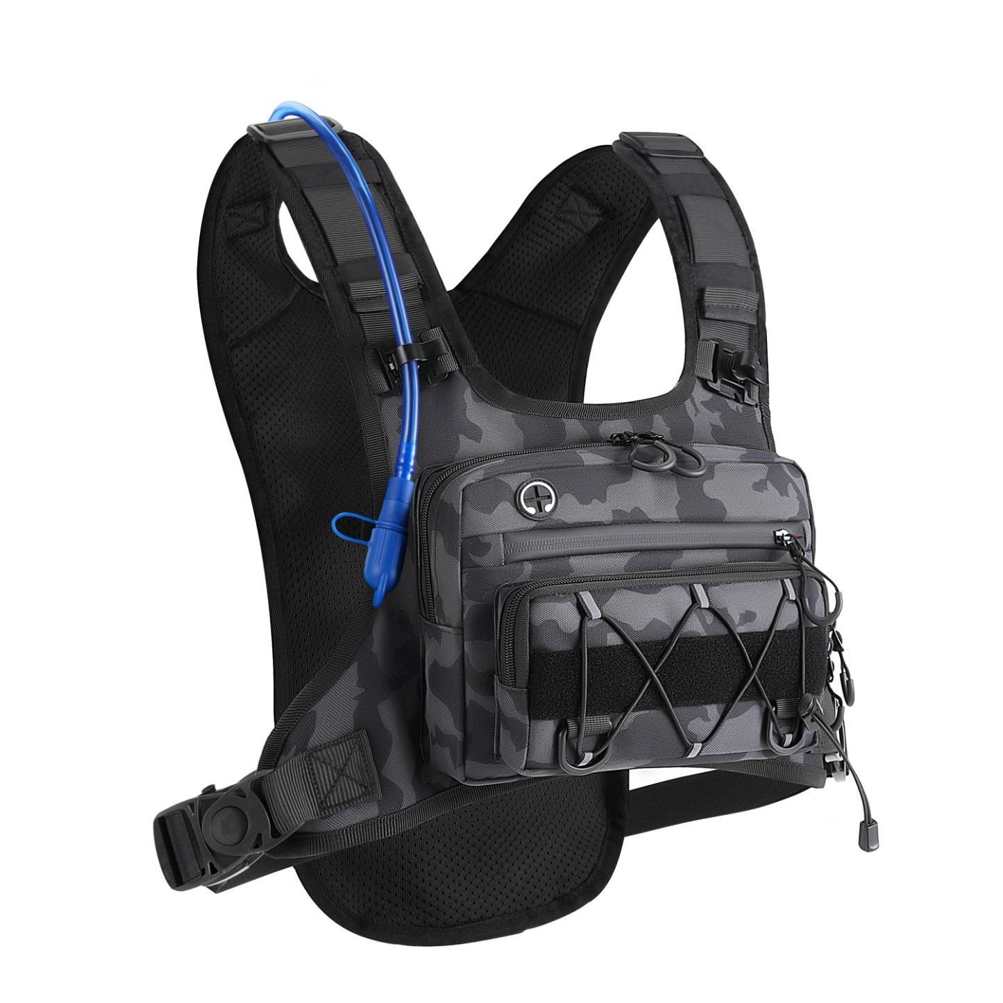 Running Vest for Men with 2L Water Bladder Tactical Hydration Backpack Adjustable Lightweight Chest Pack for Marathon Hunting Cycling - mysiliconefoodbag