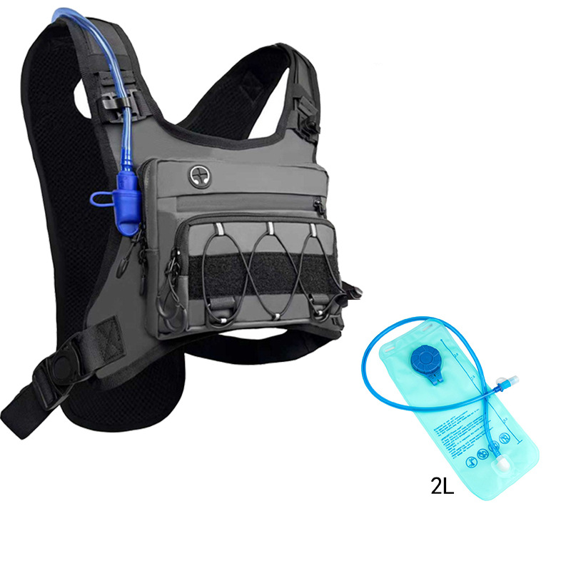 Running Vest for Men with 2L Water Bladder Tactical Hydration Backpack Adjustable Lightweight Chest Pack for Marathon Hunting Cycling - mysiliconefoodbag