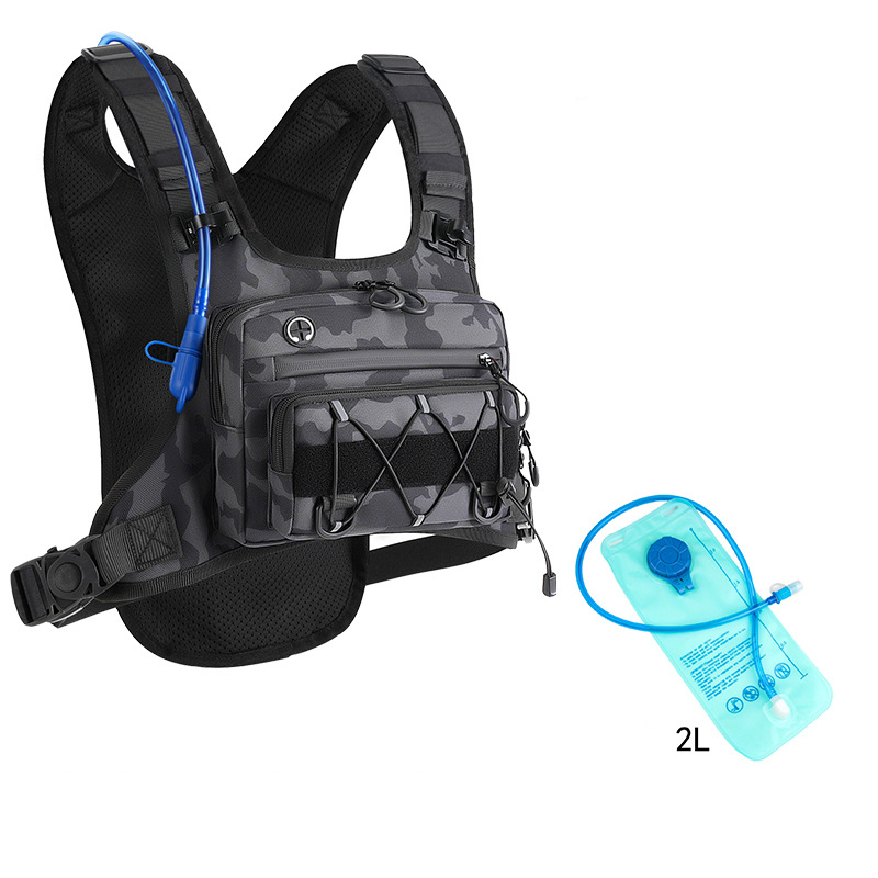 Running Vest for Men with 2L Water Bladder Tactical Hydration Backpack Adjustable Lightweight Chest Pack for Marathon Hunting Cycling - mysiliconefoodbag