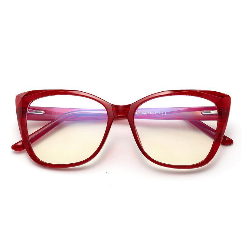 Sky - Fashion Blue Light Blocking Computer Reading Gaming Glasses - Transparent Red