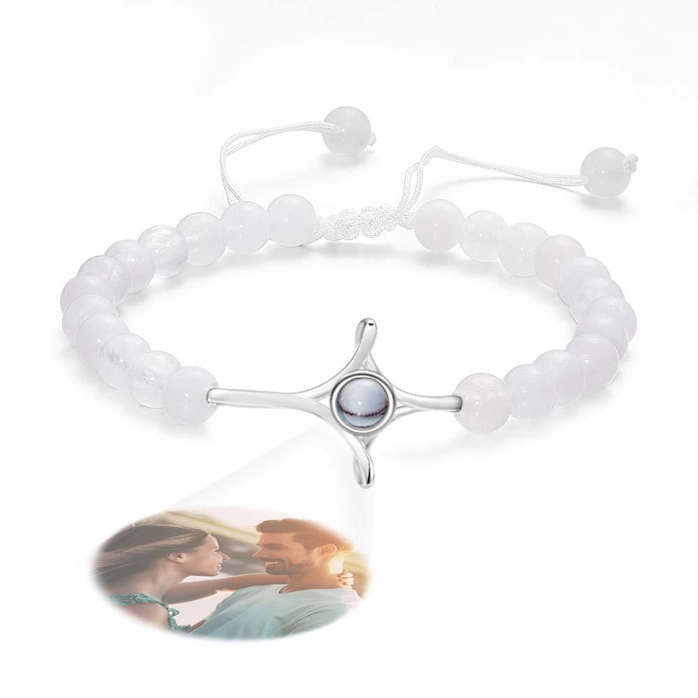 Personalized Photo Projection Beads Bracelet With Cross Memorial Gift For Her - MyFaceTshirt
