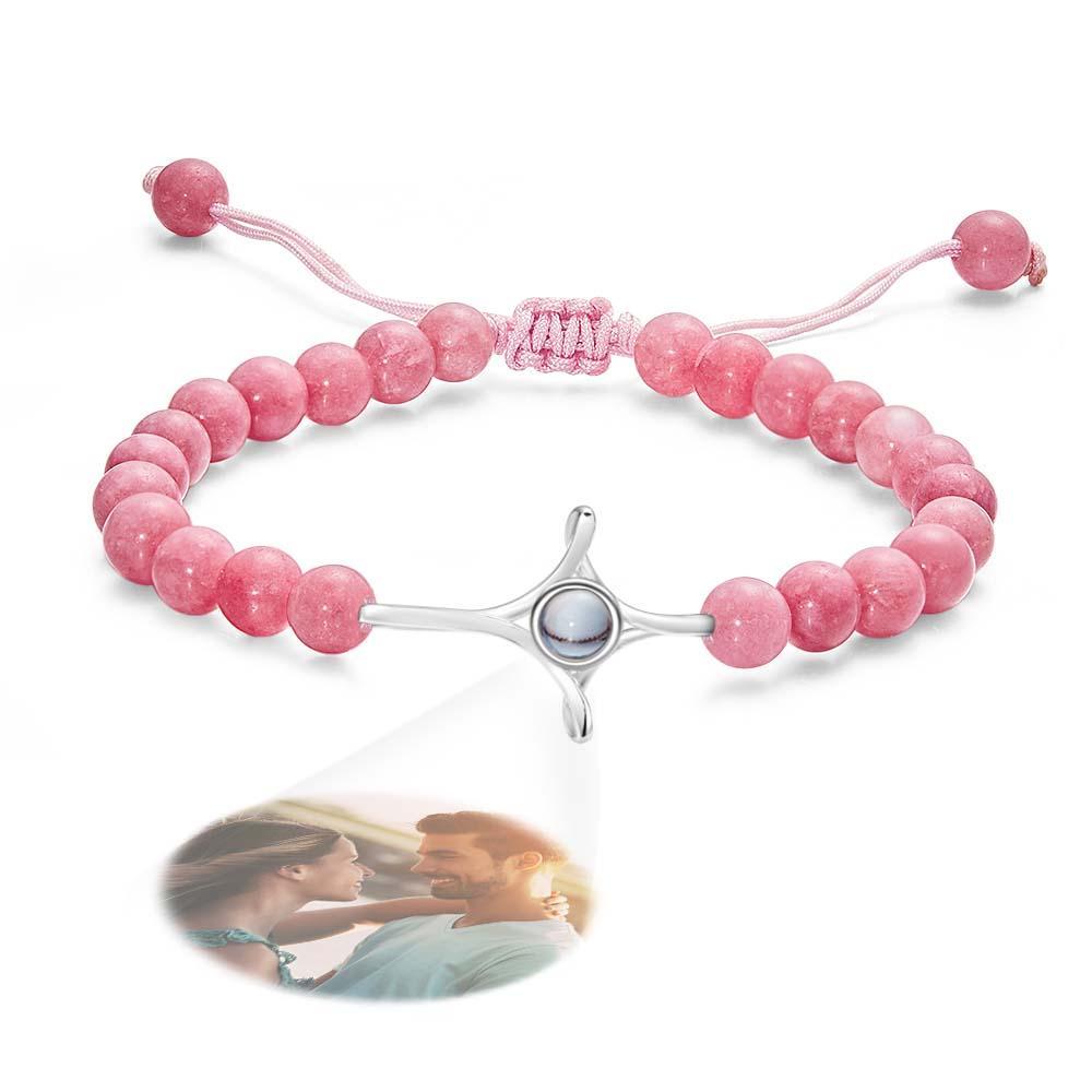 Personalized Photo Projection Beads Bracelet With Cross Memorial Gift For Her - MyFaceTshirt