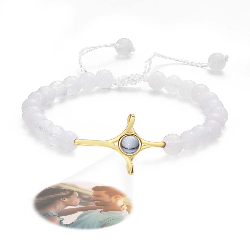 Personalized Photo Projection Beads Bracelet With Cross Memorial Gift For Her - MyFaceTshirt
