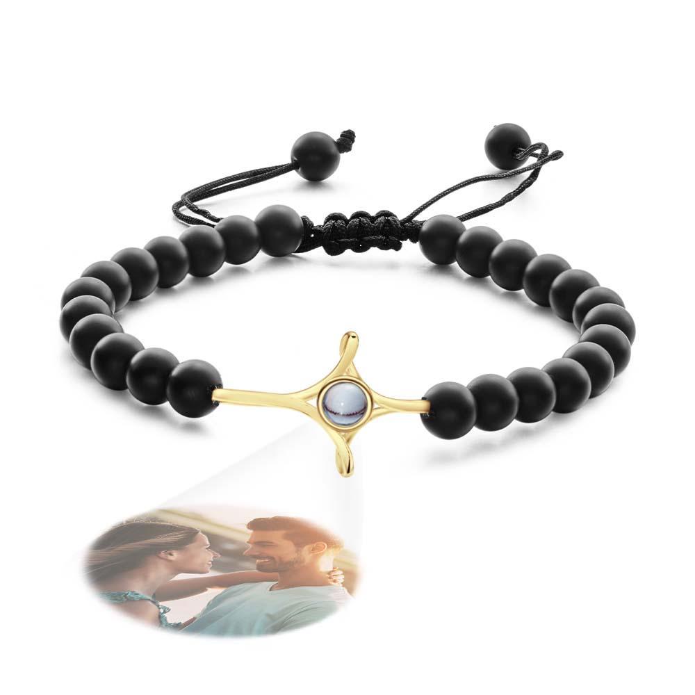 Personalized Photo Projection Beads Bracelet With Cross Memorial Gift For Her - MyFaceTshirt