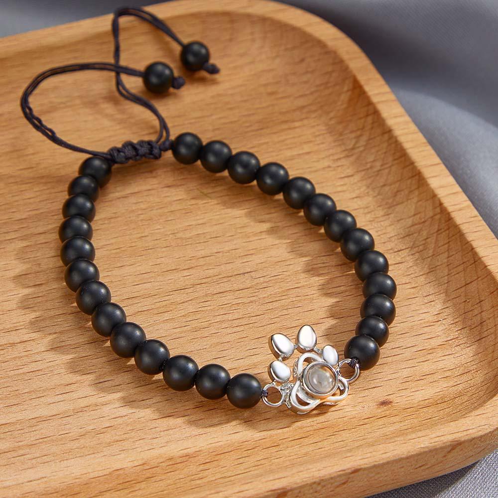 Personalized Photo Projection Beads Bracelet With Pet Claw Memorial Gift For Her - MyFaceTshirt