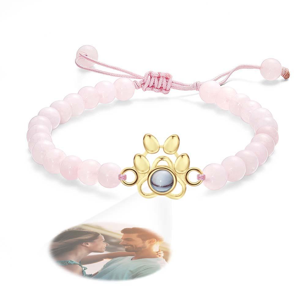 Personalized Photo Projection Beads Bracelet With Pet Claw Memorial Gift For Her - MyFaceTshirt