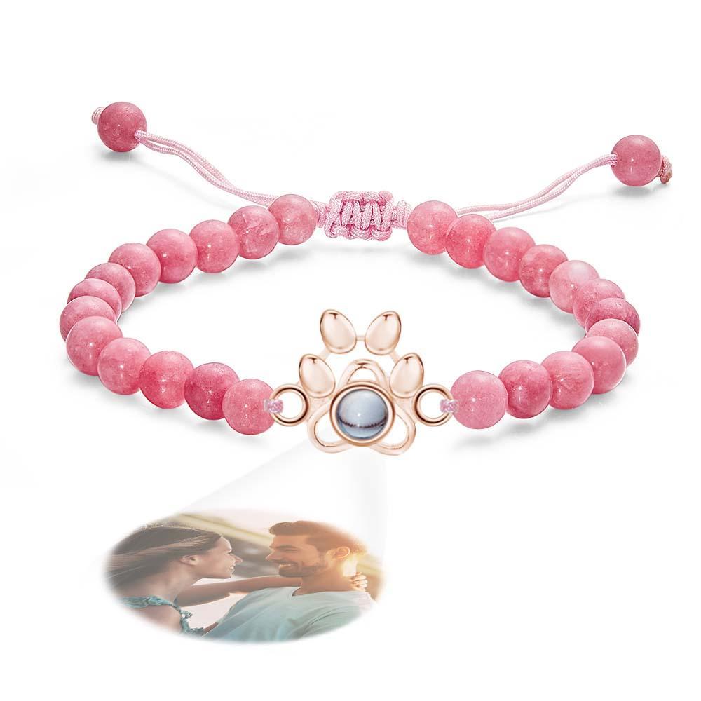 Personalized Photo Projection Beads Bracelet With Pet Claw Memorial Gift For Her - MyFaceTshirt
