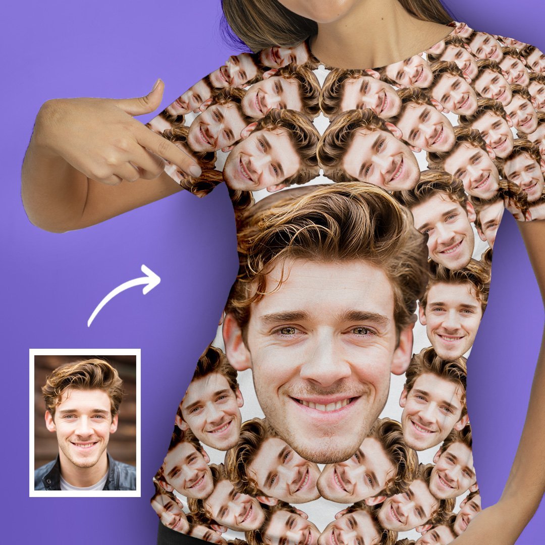 Custom Your Face All Over Print T-shirt  Adult Unisex T-Shirt Woman