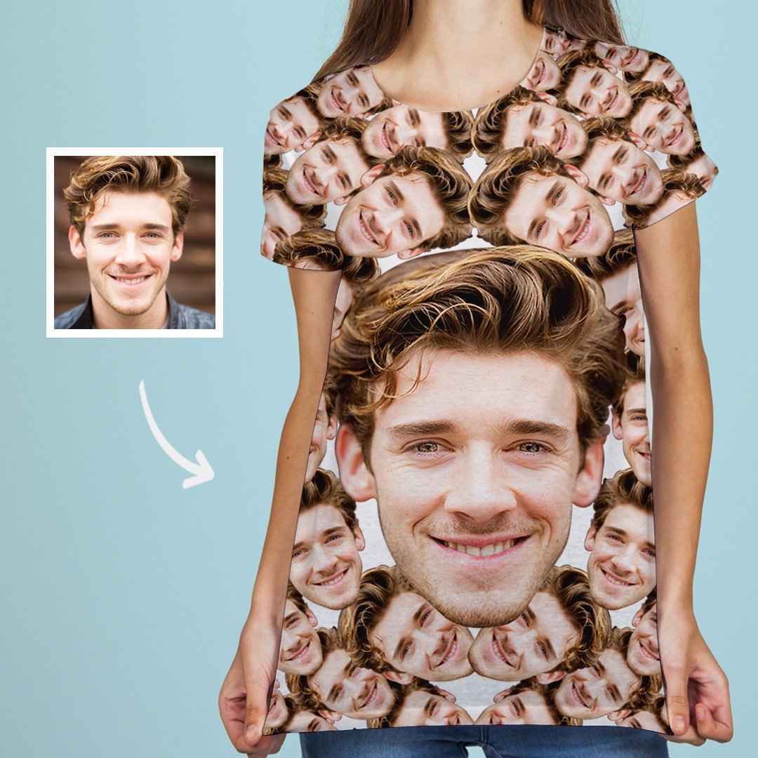 Custom My  Face Funny  Personalized All Over Print Unisex  Women's T-shirt