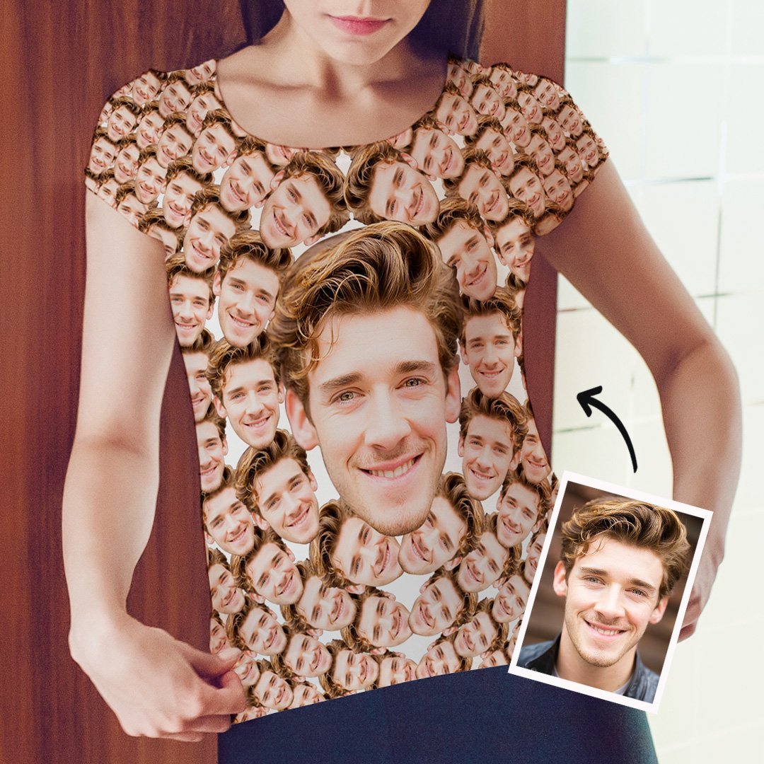 Custom My  Face Funny  Personalized All Over Print Unisex  Women's T-shirt