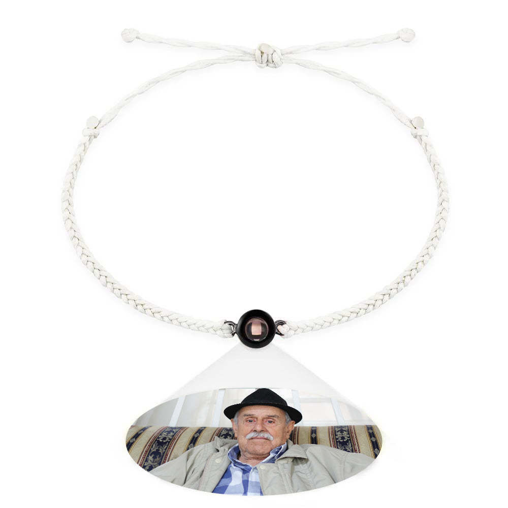 Personalized Photo Projection Couple Bracelet Braided Black Rope Bracelet Gift for Parents and Grandparents - mycustomtirecover
