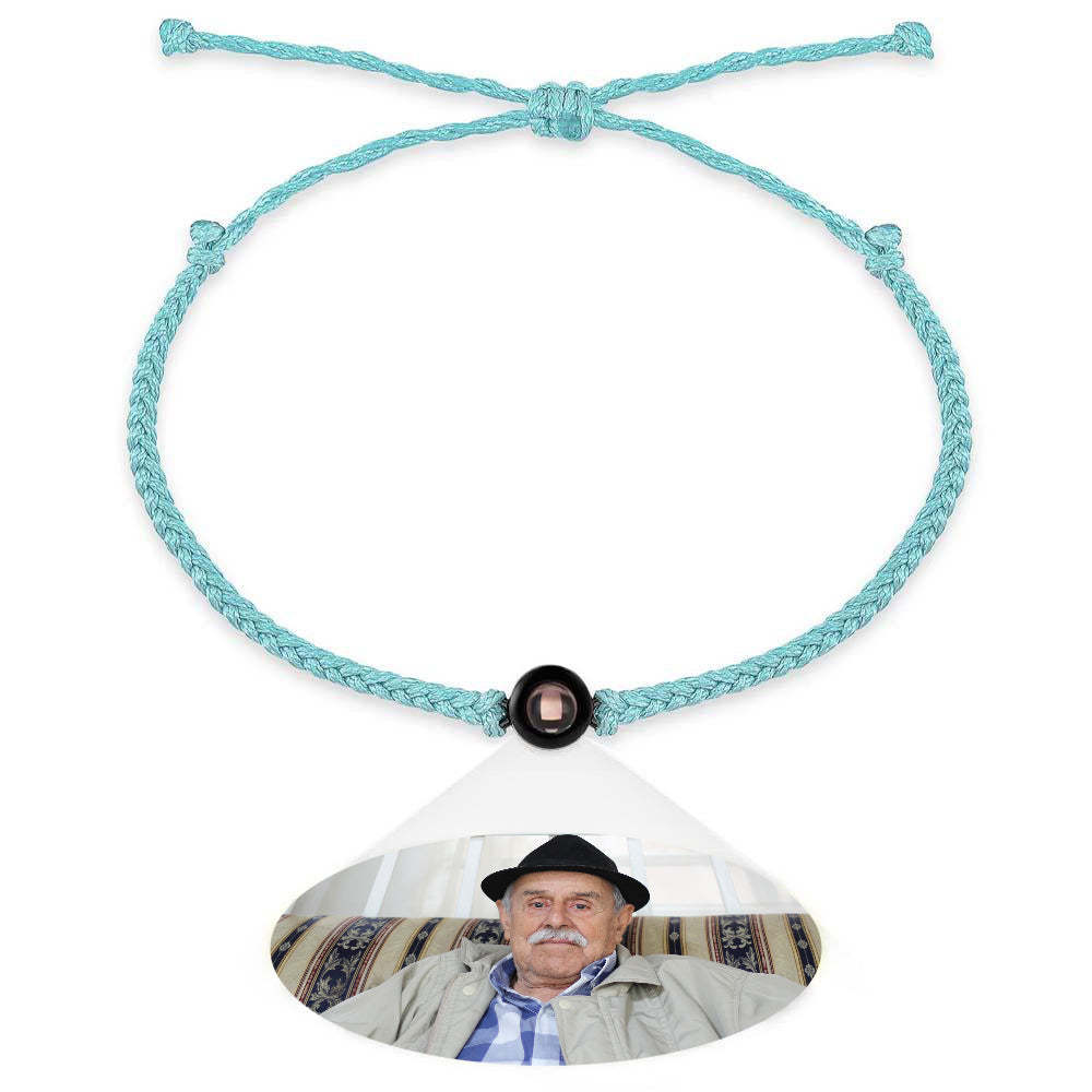 Personalized Photo Projection Couple Bracelet Braided Black Rope Bracelet Gift for Parents and Grandparents - mycustomtirecover