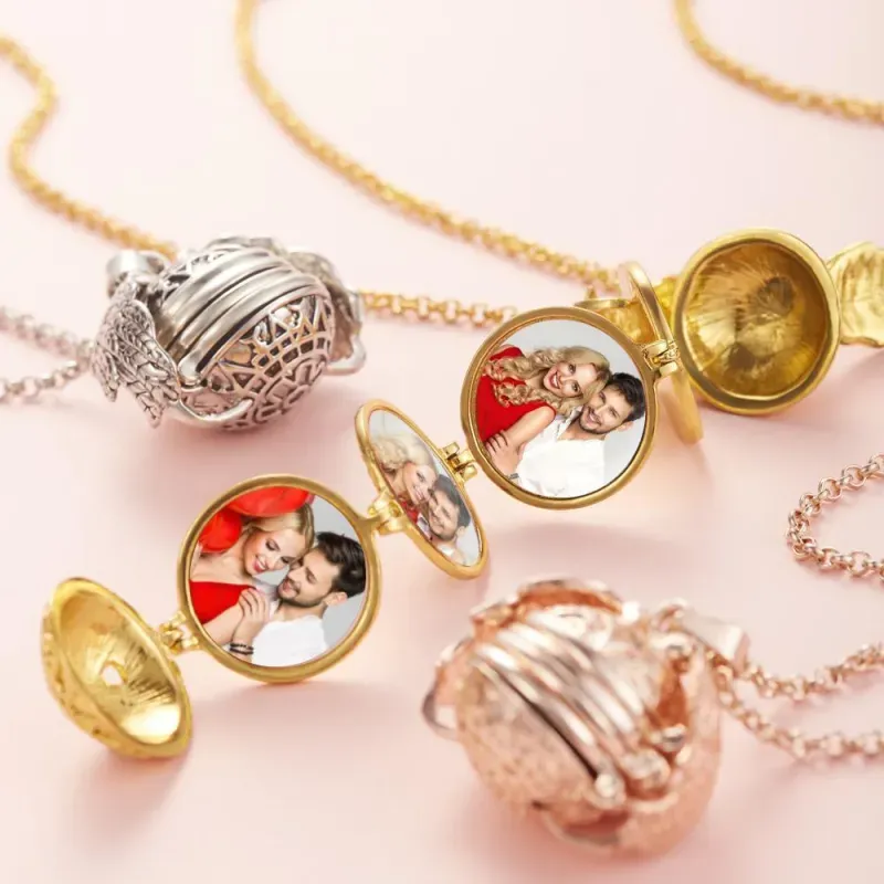 Photo Necklace Pendant Personalized Custom Photo Locket Frame Gifts For Women Girls Graduation Jewelry Antique Silver