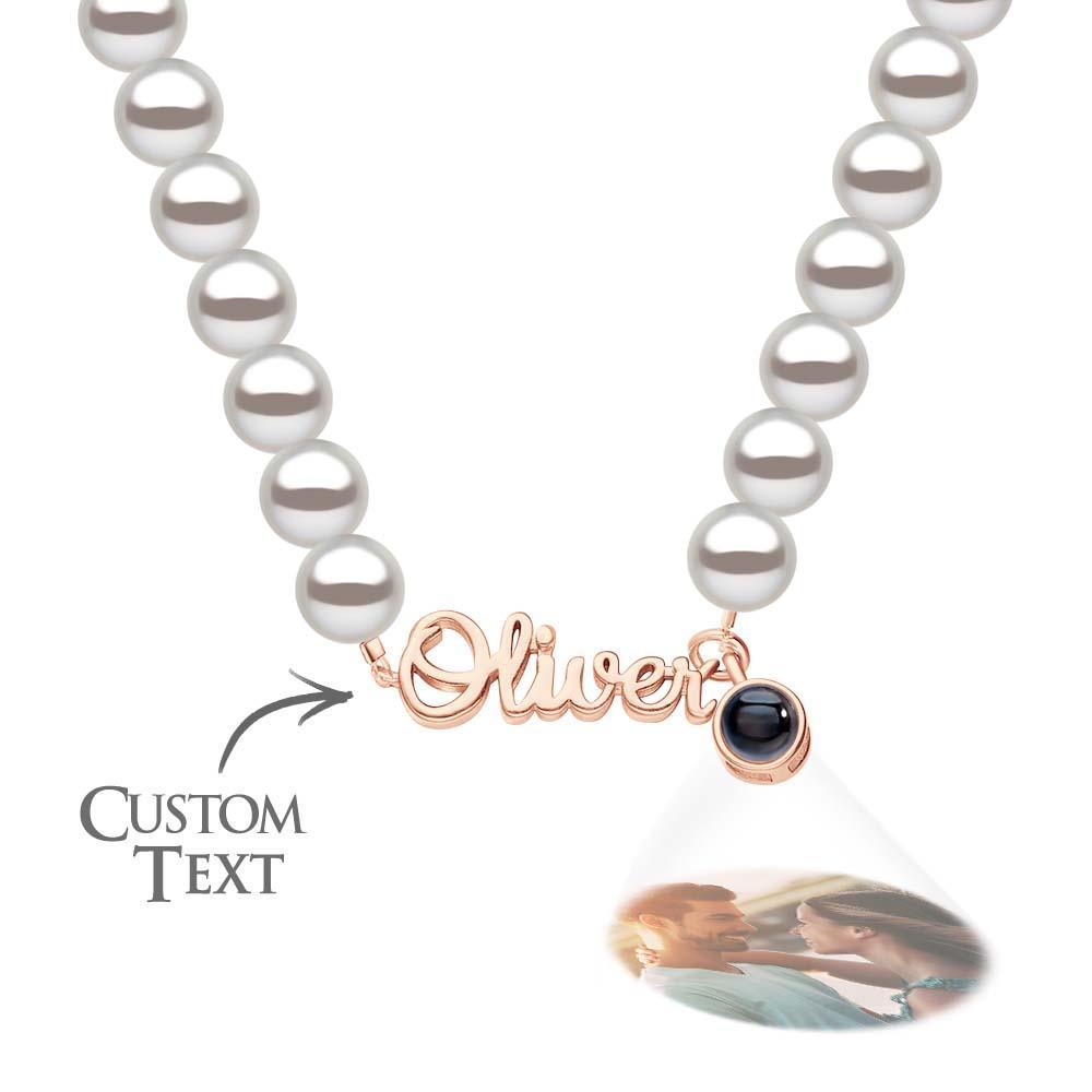 Custom Name Necklace Projection Classic Pearl Chain Gift for Her - MyFaceTshirt