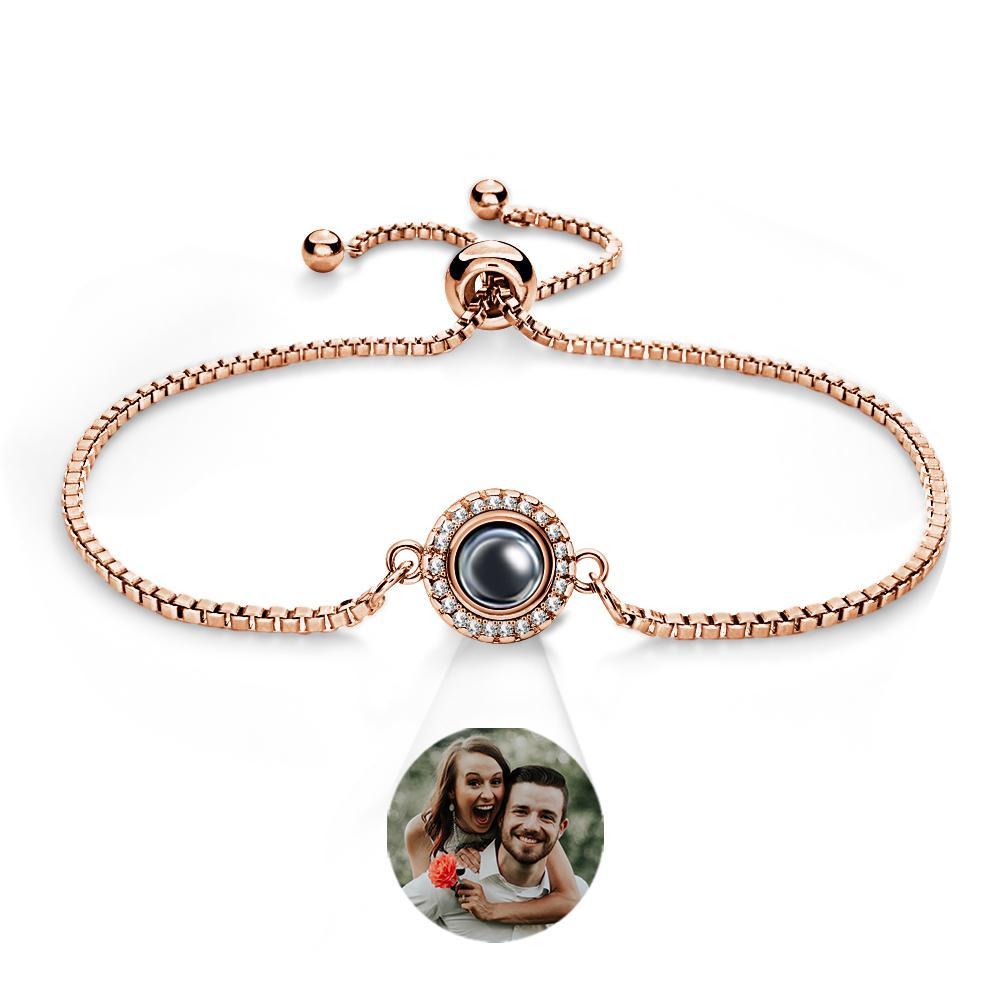 Personalized Photo Projection Bracelet Round Zircon Adjustable Bracelet - mycustomtirecover