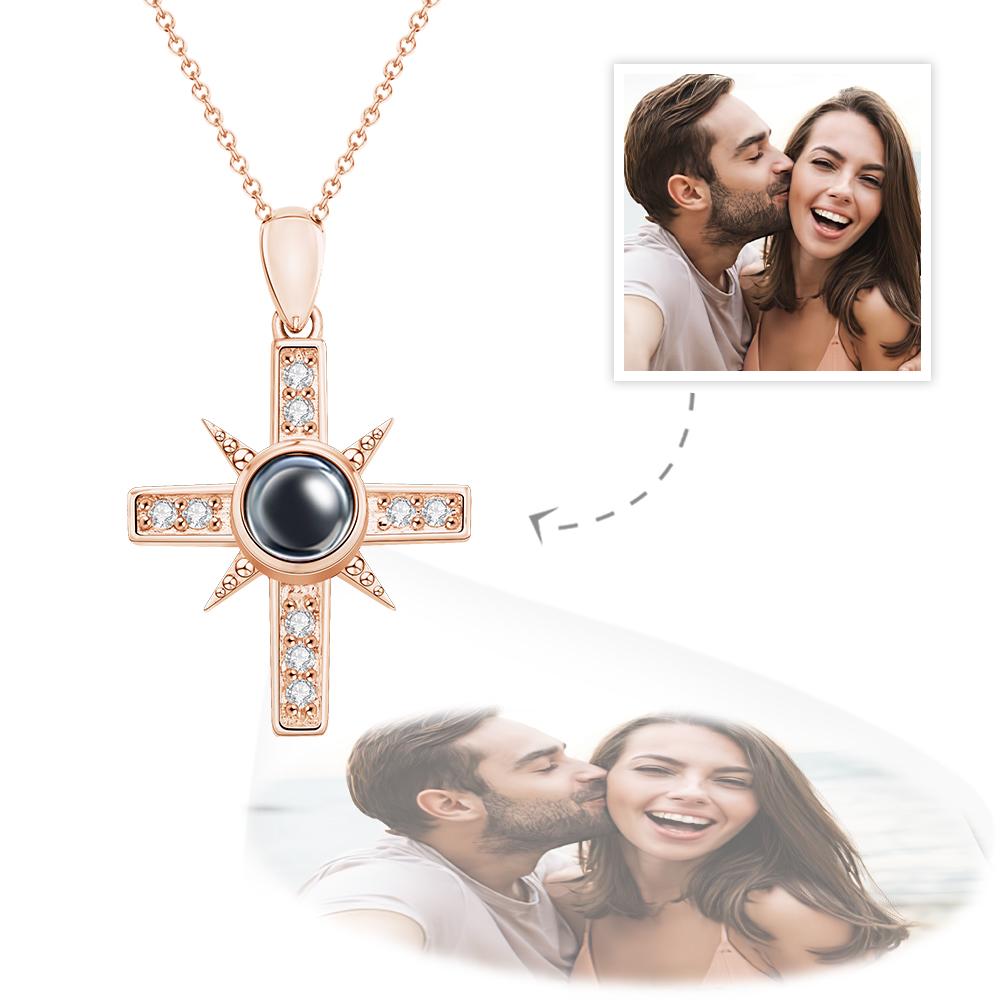 Personalized Cross Photo Projection Necklace Custom Photo Jewelry Gifts for Women