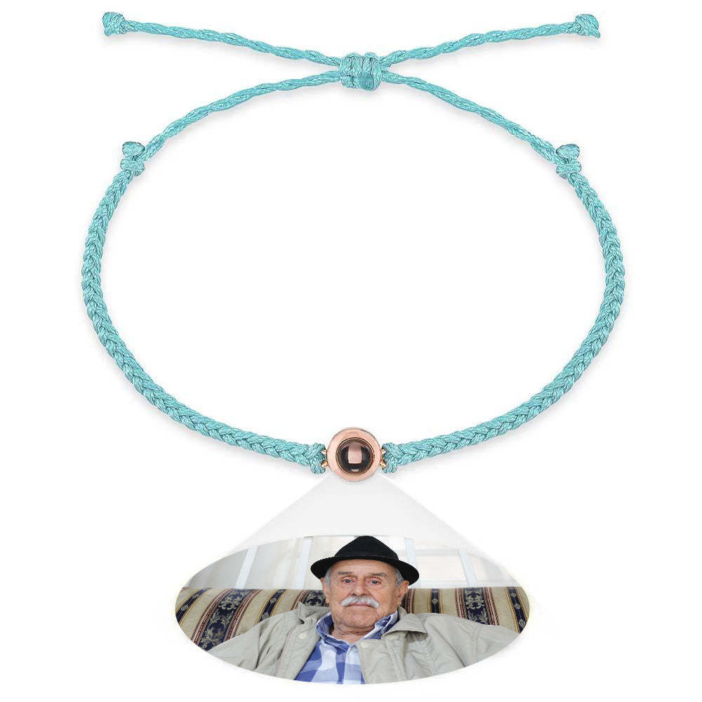 Personalized Photo Projection Couple Bracelet Braided Black Rope Bracelet Gift for Parents and Grandparents - mycustomtirecover