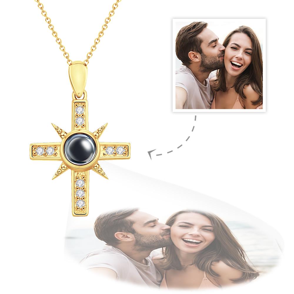 Personalized Cross Photo Projection Necklace Custom Photo Jewelry Gifts for Women