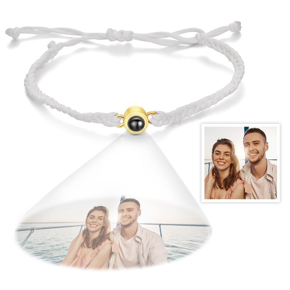Custom Photo Projection Bracelet Braided Blue Rope Circle Bracelet Best Gift For Lovers - mycustomtirecover