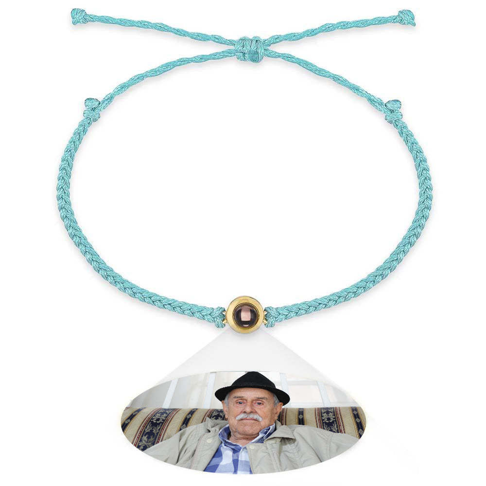 Personalized Photo Projection Couple Bracelet Braided Black Rope Bracelet Gift for Parents and Grandparents - mycustomtirecover