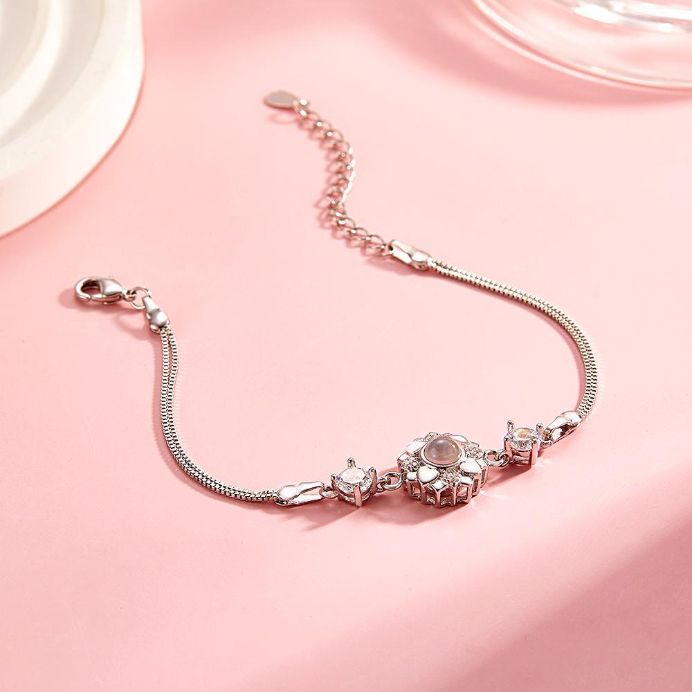 Custom Photo Projection Bracelet Flower Romantic Commemorate Gifts for Girlfriend - MyFaceTshirt