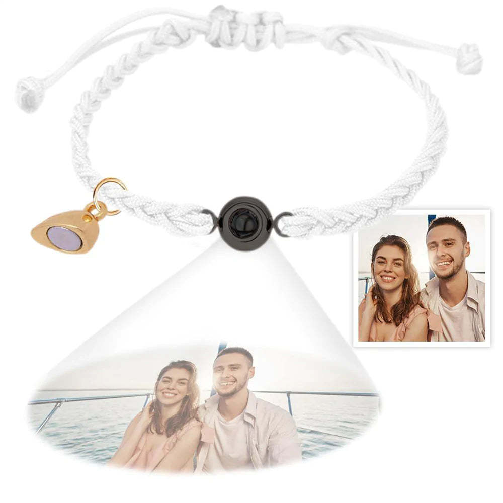 Custom Photo Projection Bracelet Simple Woven Heart Magnetic Bracelet Gift for Couple - mycustomtirecover