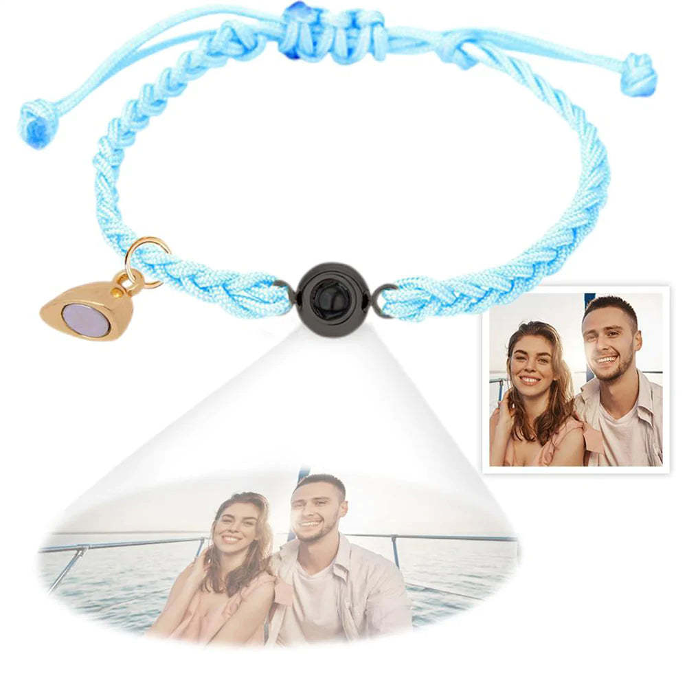Custom Photo Projection Bracelet Simple Woven Heart Magnetic Bracelet Gift for Couple - MyFaceTshirt