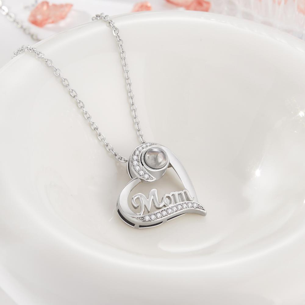 Custom Projection Necklace Heart-shaped Gifts for Mom - MyFaceTshirt
