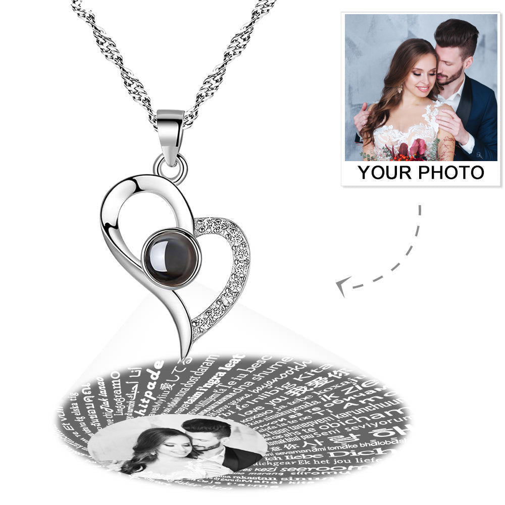 Personalized Projection  Necklace With 100 Languages, Wedding Gift for Bride