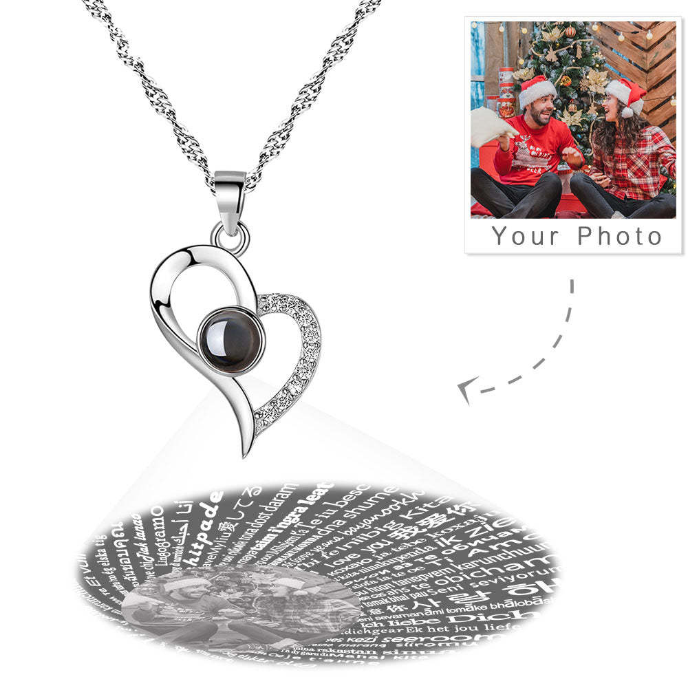 Personalized Projection  Necklace With 100 Languages, Wedding Gift for Bride - MyFaceTshirt