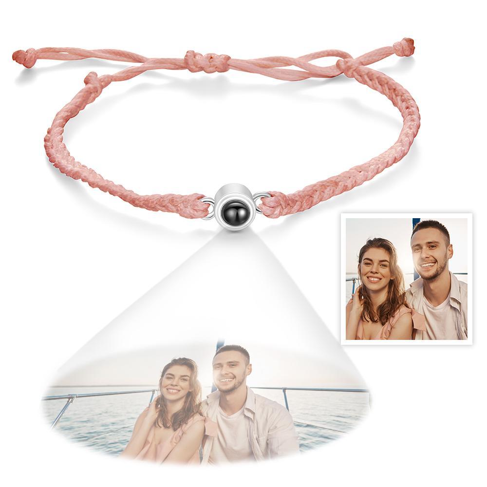 Custom Photo Projection Bracelet Braided Blue Rope Circle Bracelet Best Gift For Lovers - mycustomtirecover