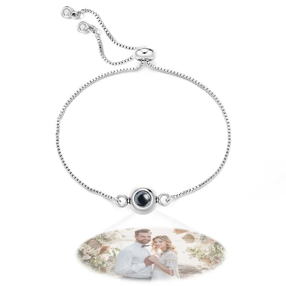 Photo Projection Bracelet Personalized Adjustable  Bracelet Sweet Cool Anniversary Gift for Her - mycustomtirecover