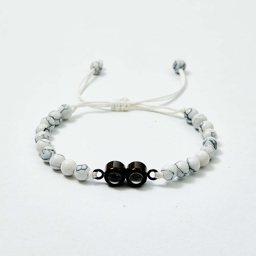 Personalized Double Pendant Projection Bead Bracelet Custom Photo Bracelet Gift for Couple Family - MyFaceTshirt