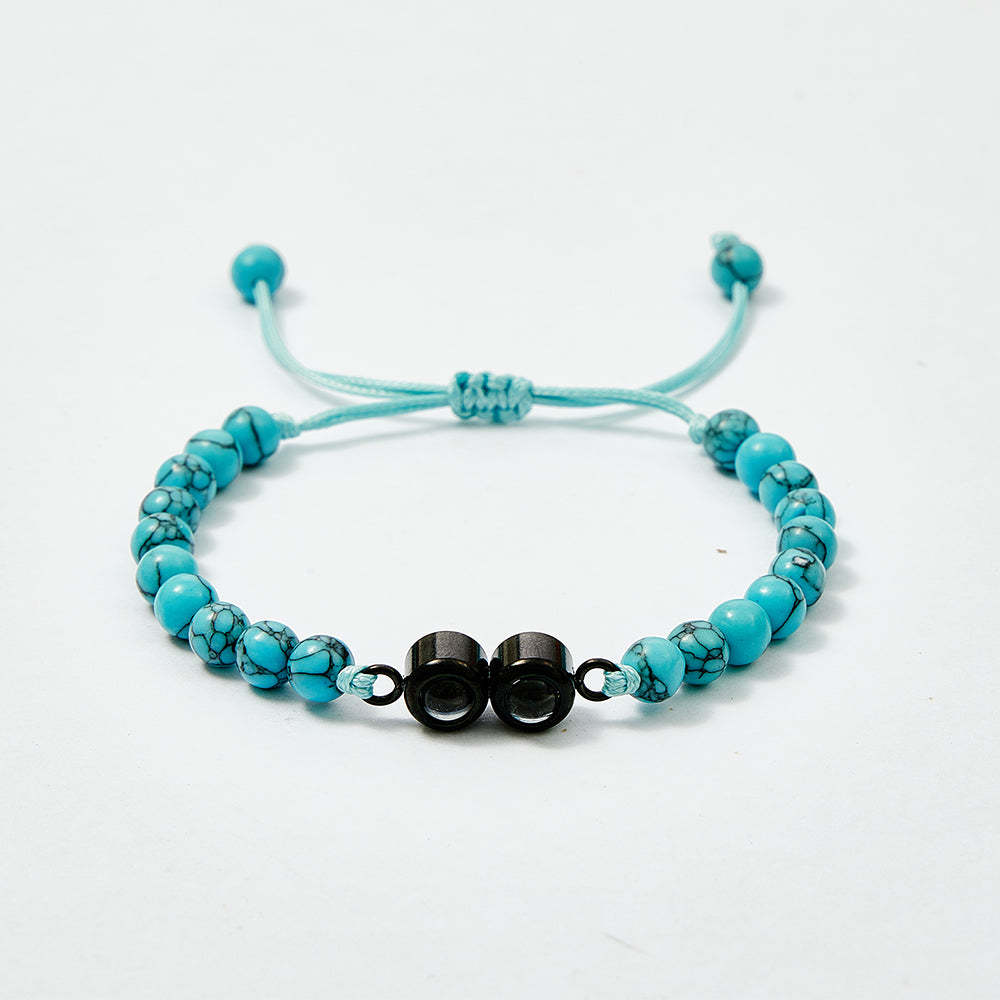 Personalized Double Pendant Projection Bead Bracelet Custom Photo Bracelet Gift for Couple Family - MyFaceTshirt