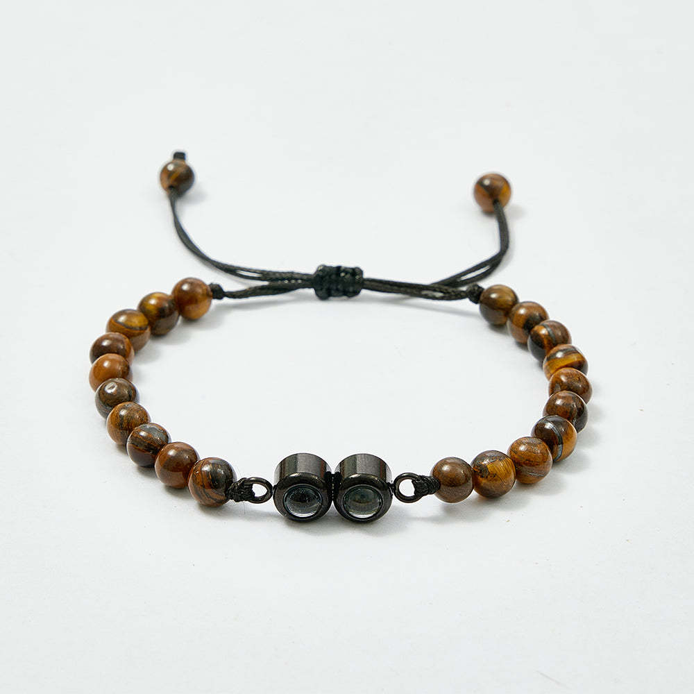 Personalized Double Pendant Projection Bead Bracelet Custom Photo Bracelet Gift for Couple Family - MyFaceTshirt