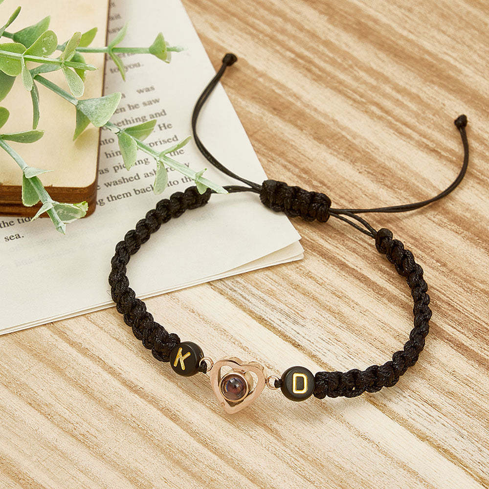 Personalized Braided Photo Projection Bracelet Fishtail Rope Couple's Bracelet Gifts for Lover - MyFaceTshirt