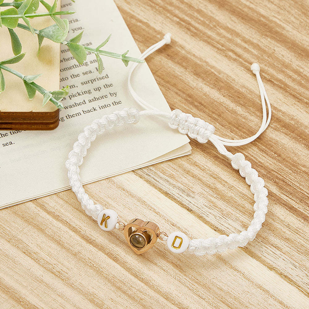 Personalized Braided Photo Projection Bracelet Fishtail Rope Couple's Bracelet Gifts for Lover - MyFaceTshirt