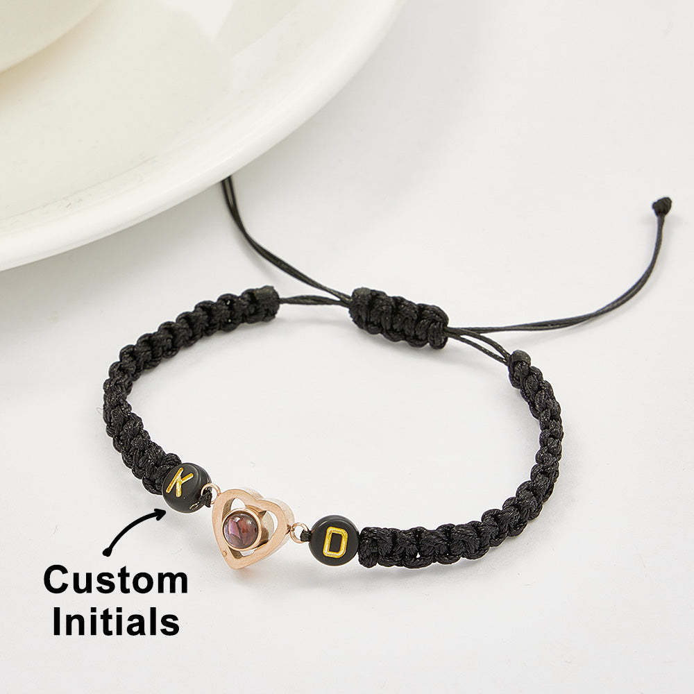 Personalized Braided Photo Projection Bracelet Fishtail Rope Couple's Bracelet Gifts for Lover - MyFaceTshirt