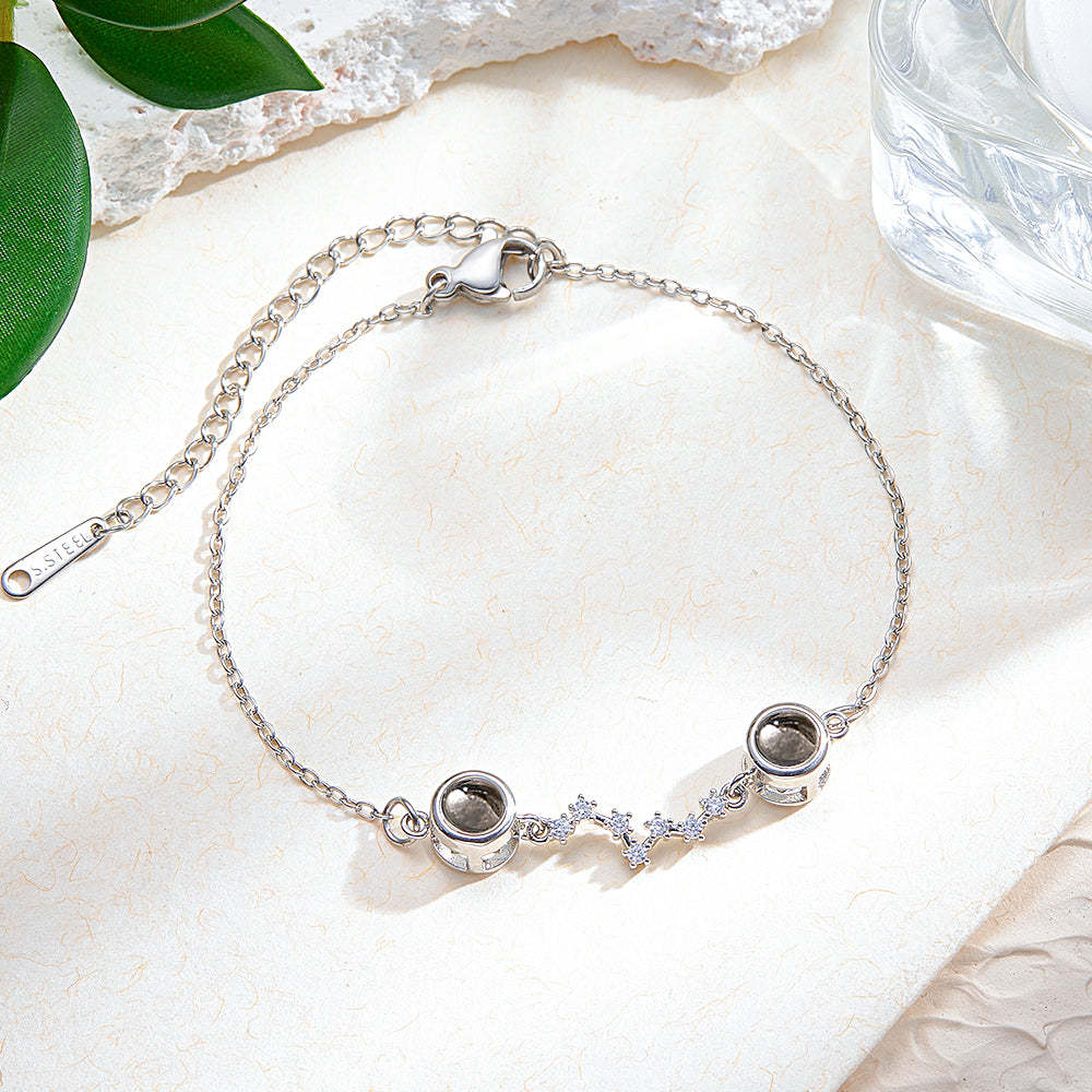 Personalized Double Projection Photo Bracelet Accompanied by Diamonds - MyFaceTshirt