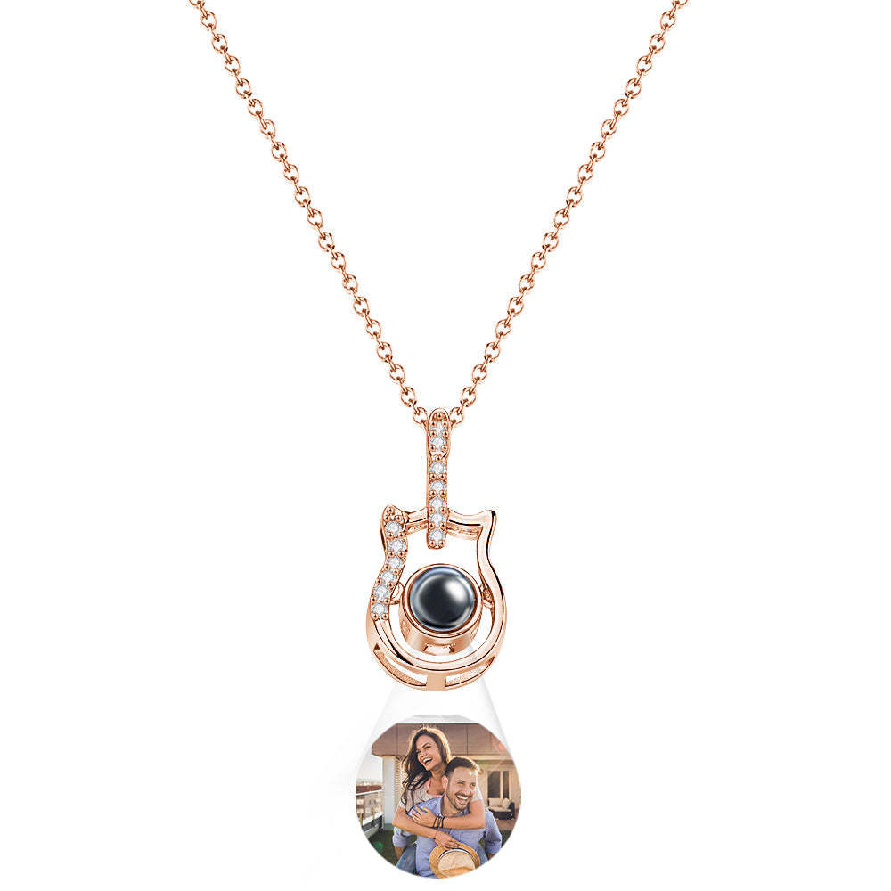 Personalized Guitar Design Projection Necklace Gift for Guitar Lovers - MyFaceTshirt