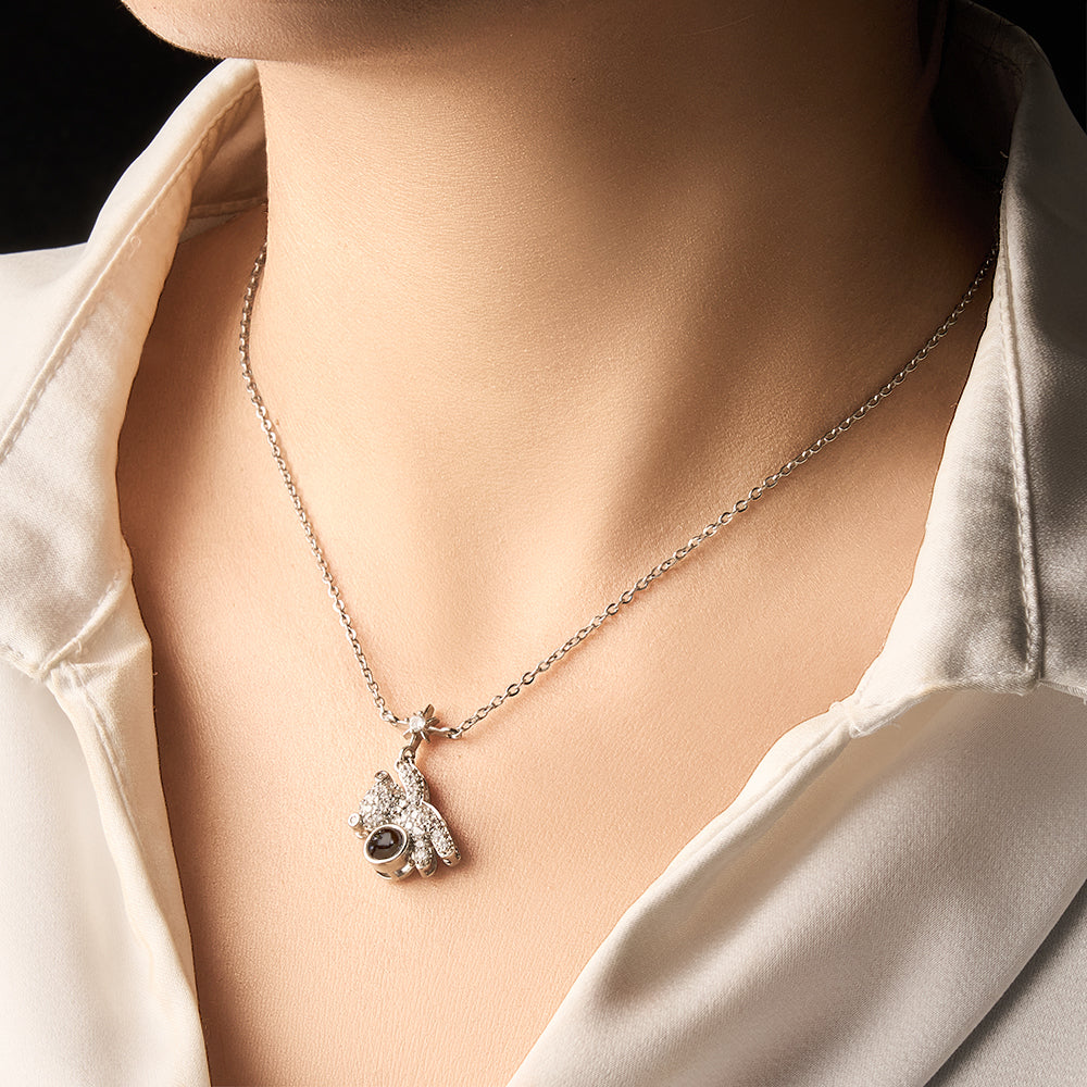 Personalized Photo Bear Projection Necklace Jewelry Best Friend Gift