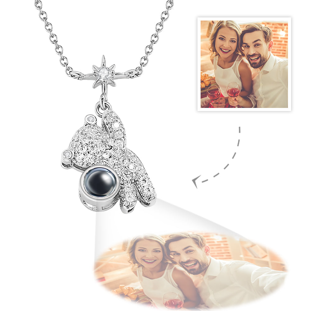 Personalized Photo Bear Projection Necklace Jewelry Best Friend Gift