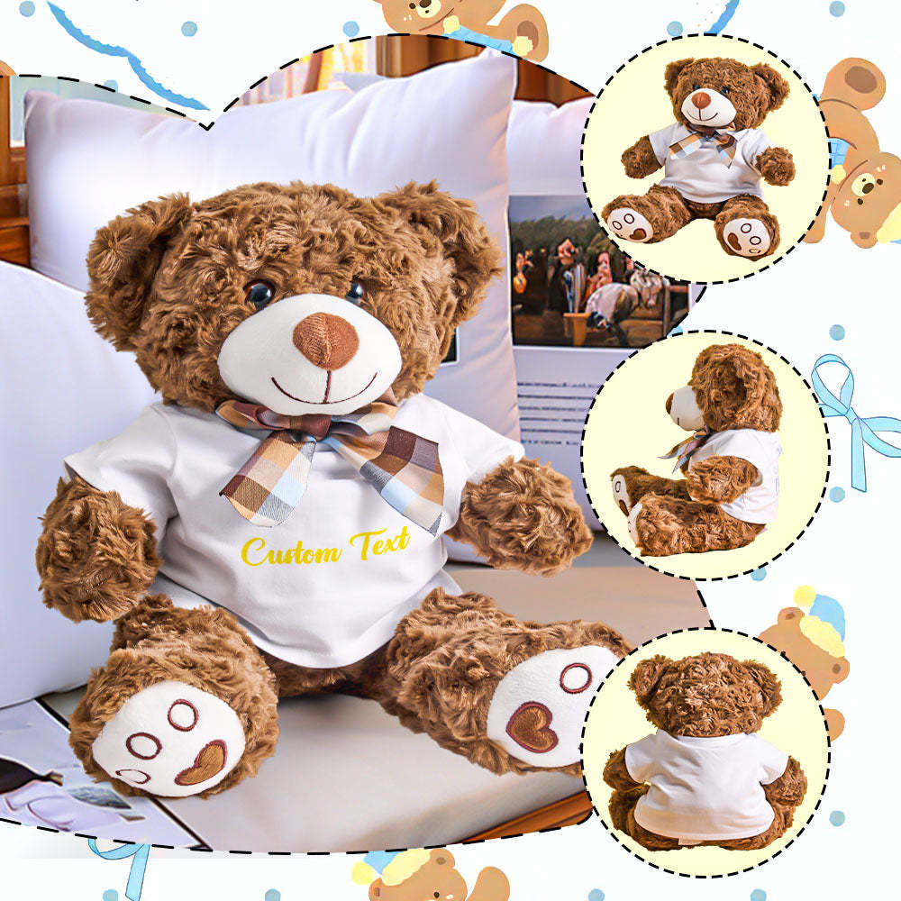 Personalized Bear Plush Stuffed Toy with Custom Text Gift for Baby Shower - mysiliconefoodbag