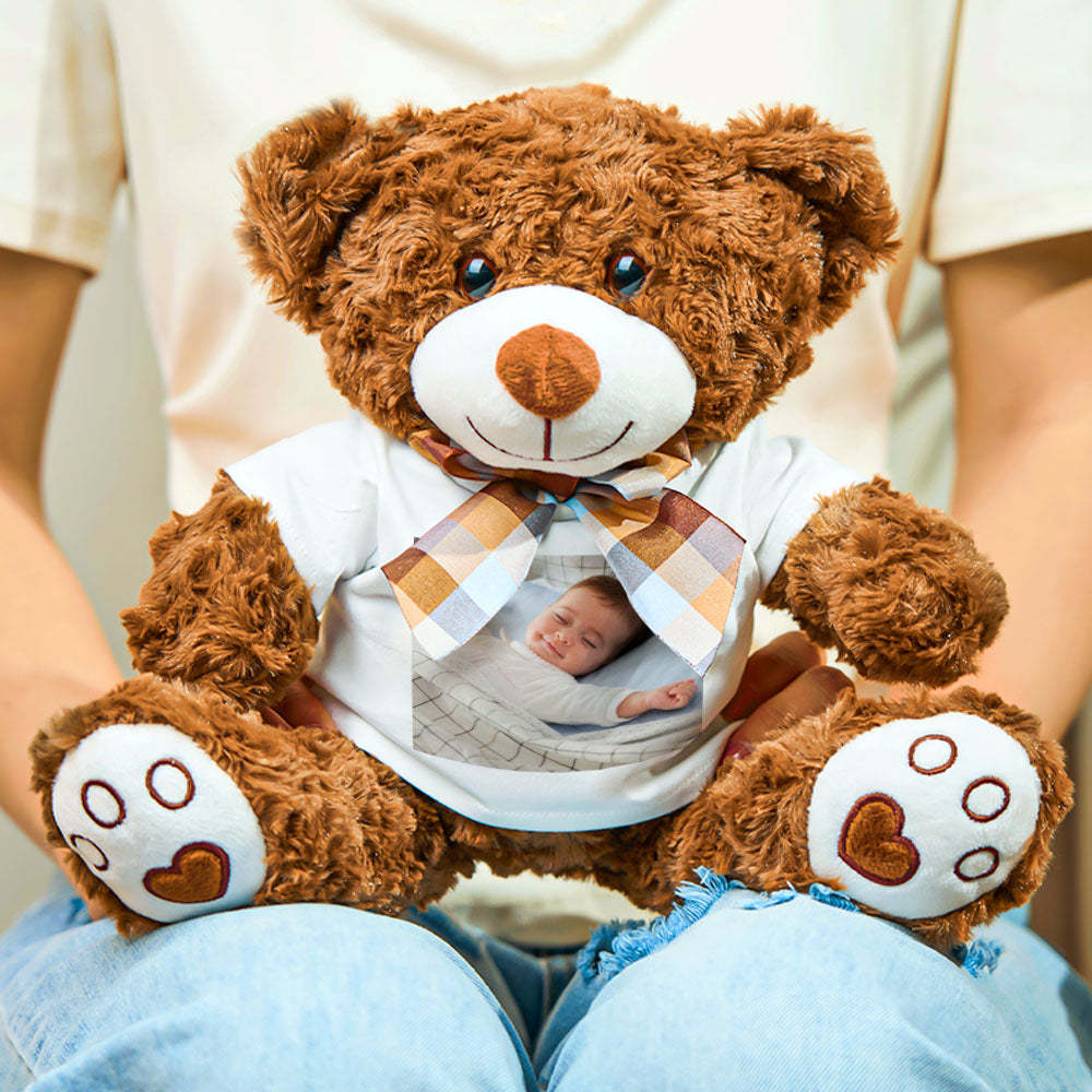 Personalized Bear Plush Stuffed Toy with Photo Gift for Kids - mysiliconefoodbag
