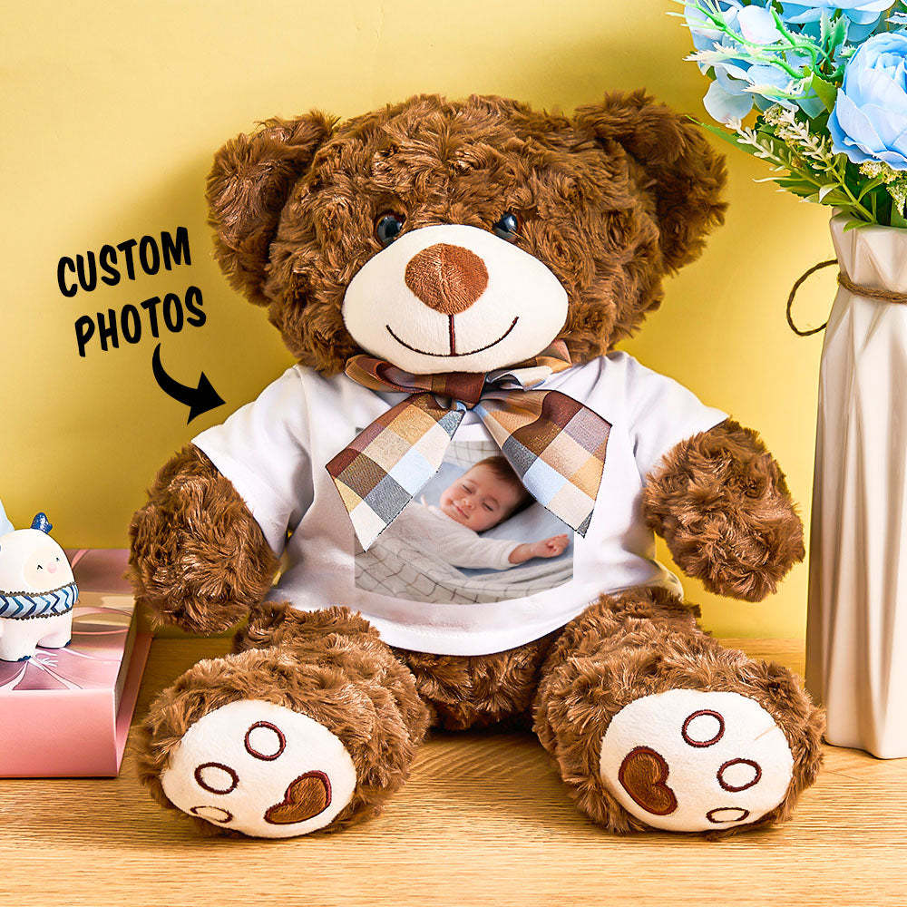 Personalized Bear Plush Stuffed Toy with Photo Gift for Kids - mysiliconefoodbag