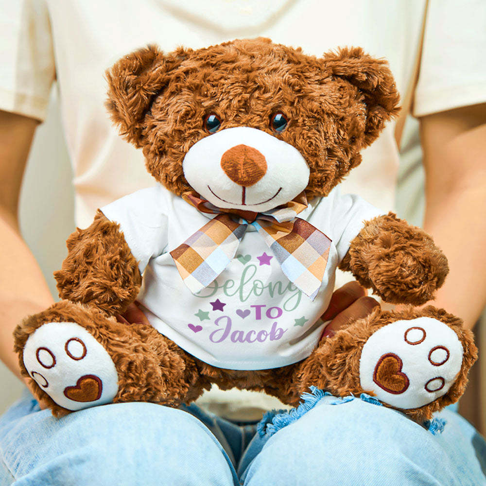 Personalized Bear Plush Stuffed Toy Gift for Baby Shower - mysiliconefoodbag