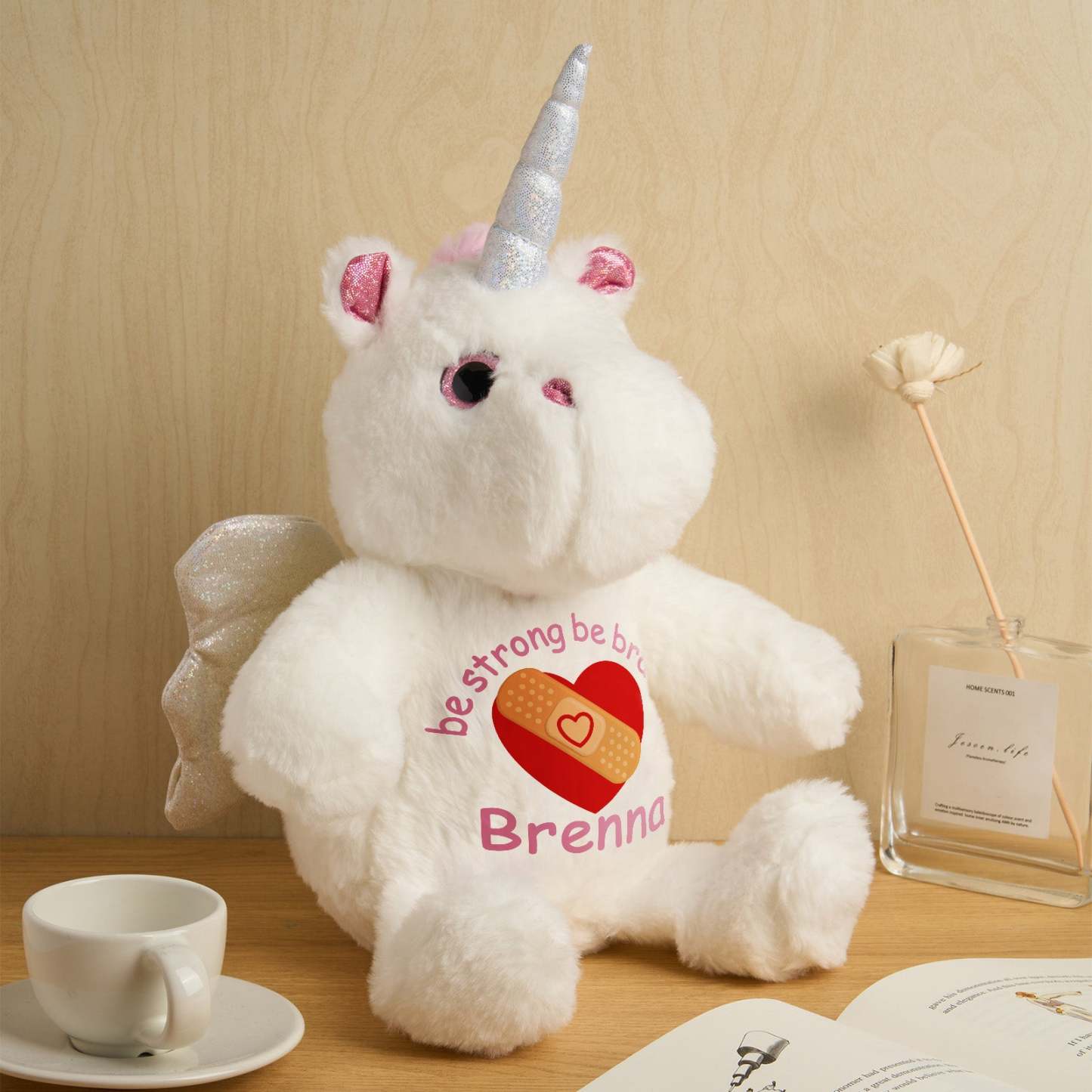 Personalized Unicorn Plush Stuffed Animal Birth Announcement Gift for Baby Shower - mysiliconefoodbag